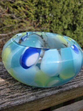 Crystal Hand Blown Art Glass Bowl Vase Poland